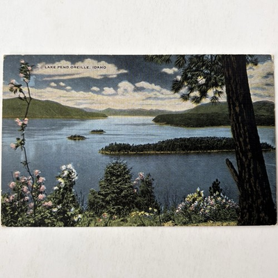 #ad Lake Pend Oreille Idaho Vintage Linen Postcard Old ID Unposted Northern Pacific $4.49
