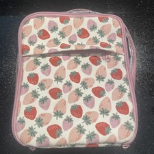 Insulated Lunch bag Strawberry Print With External Zippered Pocket