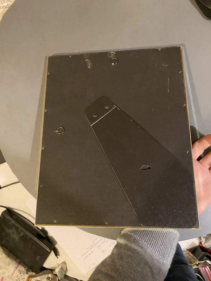 Ancien miroir mural ou de table rectangulaire cadre métal doré laiton? vintage - Photo 3/4