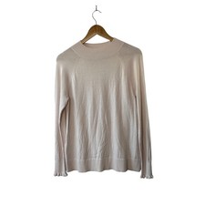 LOFT Light Pink Blush Mockneck Sweater Ruffle Trim Sleeve Women's Small New
