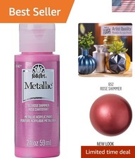 Versatile 2 Ounce Metallic Acrylic Paint in Rose Shimmer for All Surfaces