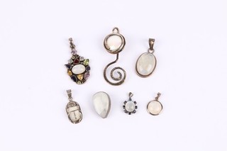 Mother of Pearl Opal Stone Modern Style 925 Sterling Silver Pendant 62.31g x 7