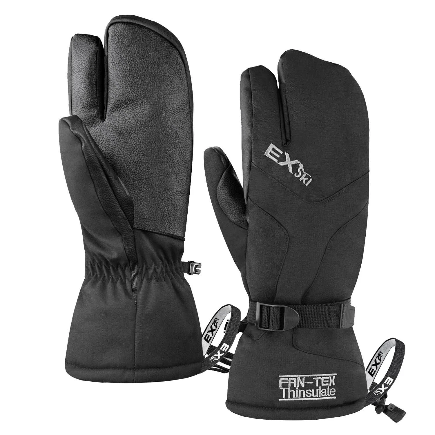Waterproof Winter 3-Finger Ski Gloves Warm Insulated Snow Mittens for Cold We...