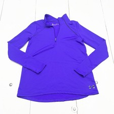 Under Armour Pullover Girls Youth Large Purple 1/4 Zip Long Sleeve Athletic