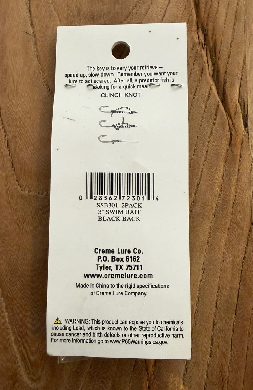 Creme Lures SSB301 Spoiler Shad Black Back 3" Swimbait Fishing Lure 2 pk - New - Image 3