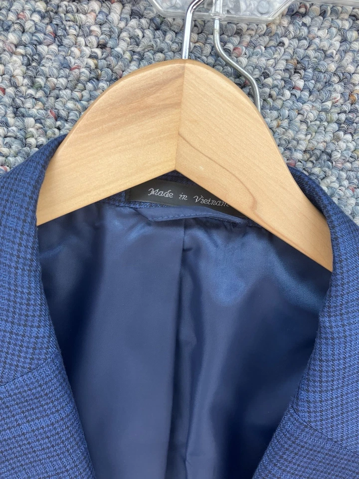 Chaps Men’s 50R Blue Windowpane Blazer Sport Coat Jacket EUC! NICE! - Image 4 of 4
