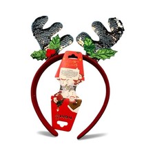 Silver Sequin Reindeer Antler Headband