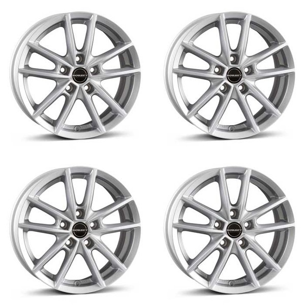 4 Borbet Felgen W 6.0X15 ET43 5X112 SIL FüR VW Caddy Cross Touran E-Golf Golf Je-image