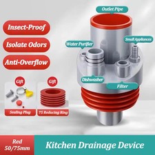 Kitchen Sink Drain Pipe Connector Five in One Dishwasher Sewer Odor Proof Joint
