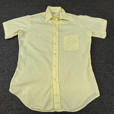 Vintage Montgomery Ward Shirt Mens 15.5 Yellow Short Sleeve Button Front 70s