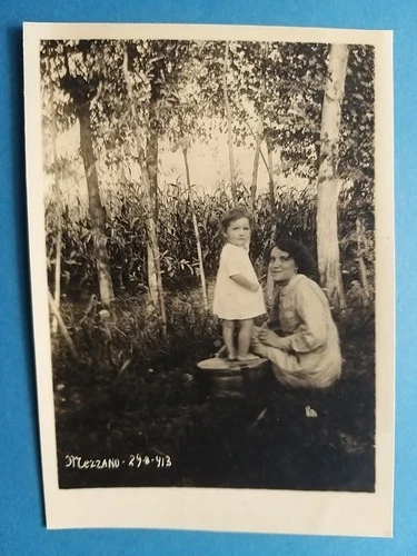 Mezzano (Parma). Antique and Rare Photo Postcard (1913). Woman with baby.