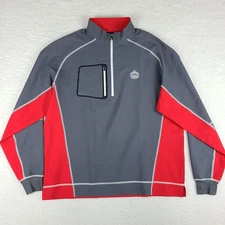 Foot Joy Sweater Mens Large Gray Red Quarter Zip Performance FJ Tech Golf