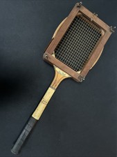 Dunlop Vintage Wooden Tennis Racket with Head Clamp Frame Press. Blue Flash