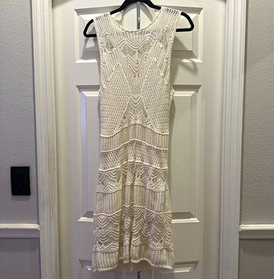 Abercrombie & Fitch White Chevron Scoop Neck Sleeveless Sweater Dress L