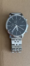 FOSSIL Luther Mens Chronograph Watch, Black Dial, Silver Stainless Steel 2328ie