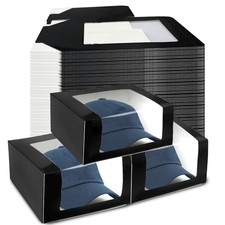 55 Pcs Display Black Gift Boxes for Baseball Caps 7.8" x 7.8" x 4.7" Paper