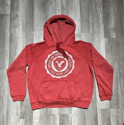 AE American Eagle Hoodie Sweatshirt Sweater Red Womens Size Large