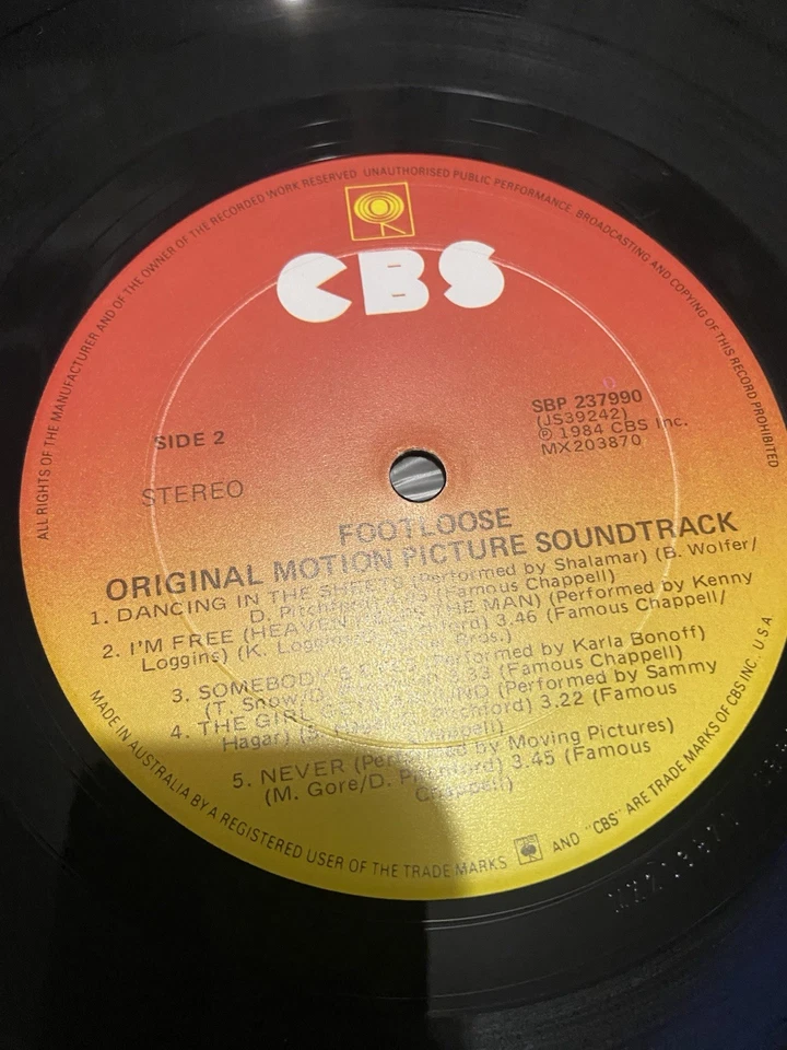 FOOTLOOSE ORIGINAL MOTION PICTURE SOUNDTRACK 1984 Vinyl Lp Record Album +lyrics - Image 3 of 4