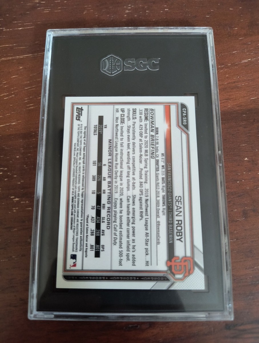 Sean Roby 2021 Bowman Chrome Rookie Auto San Francisco Giants SGC