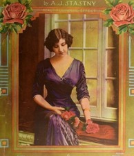 1914 Rose Dreams Reverie By A.J. Stastny Vintage Sheet Music M22