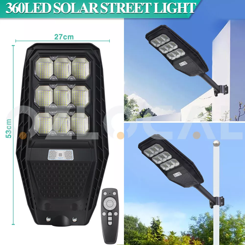 360 LED Solar Street Light Radar Sensor Outdoor Waterproof Lamp Remote Garden