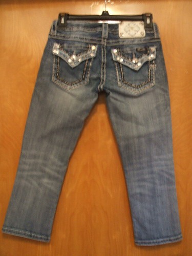 Miss Me Sz 25 Signature Capri Blue Jean Embellished Bling JVS755P7 Stretch - Picture 10 of 12
