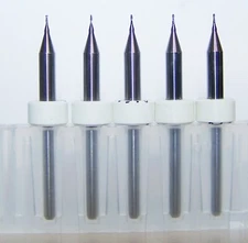 (5) - 0.38mm (.0150") Micro Carbide 2 flute endmills Kyocera Tycom 1600.0150.050