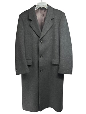 Vintage Marshall Fields Charcoal Gray English Wool Button Up Lined Overcoat 42L