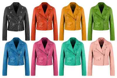 Ladies Brando Slim Fit Retro Biker Short Body Fashion Leather Jacket Emma  Watson UK