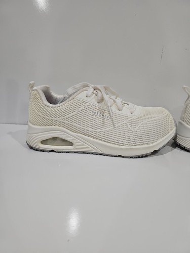SKECHERS WOMENS WORK SNEAKER US 8.5 WHITE 108072 COMP TOE SLIP RESISTANT SOLE - Picture 7 of 12