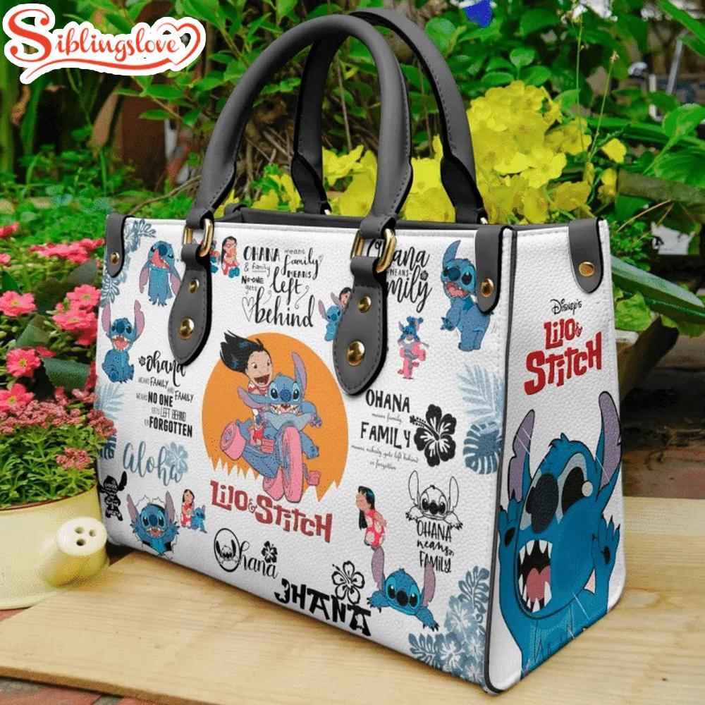 Custom Name Disney Lilo And Stitch Cartoon Leather Handbag