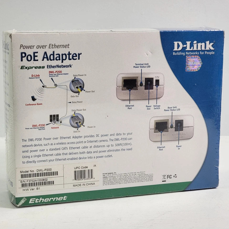 D-Link DWL-P200 Express EtherNetwork Power over Ethernet PoE Adapter New Sealed! - Image 3 of 4