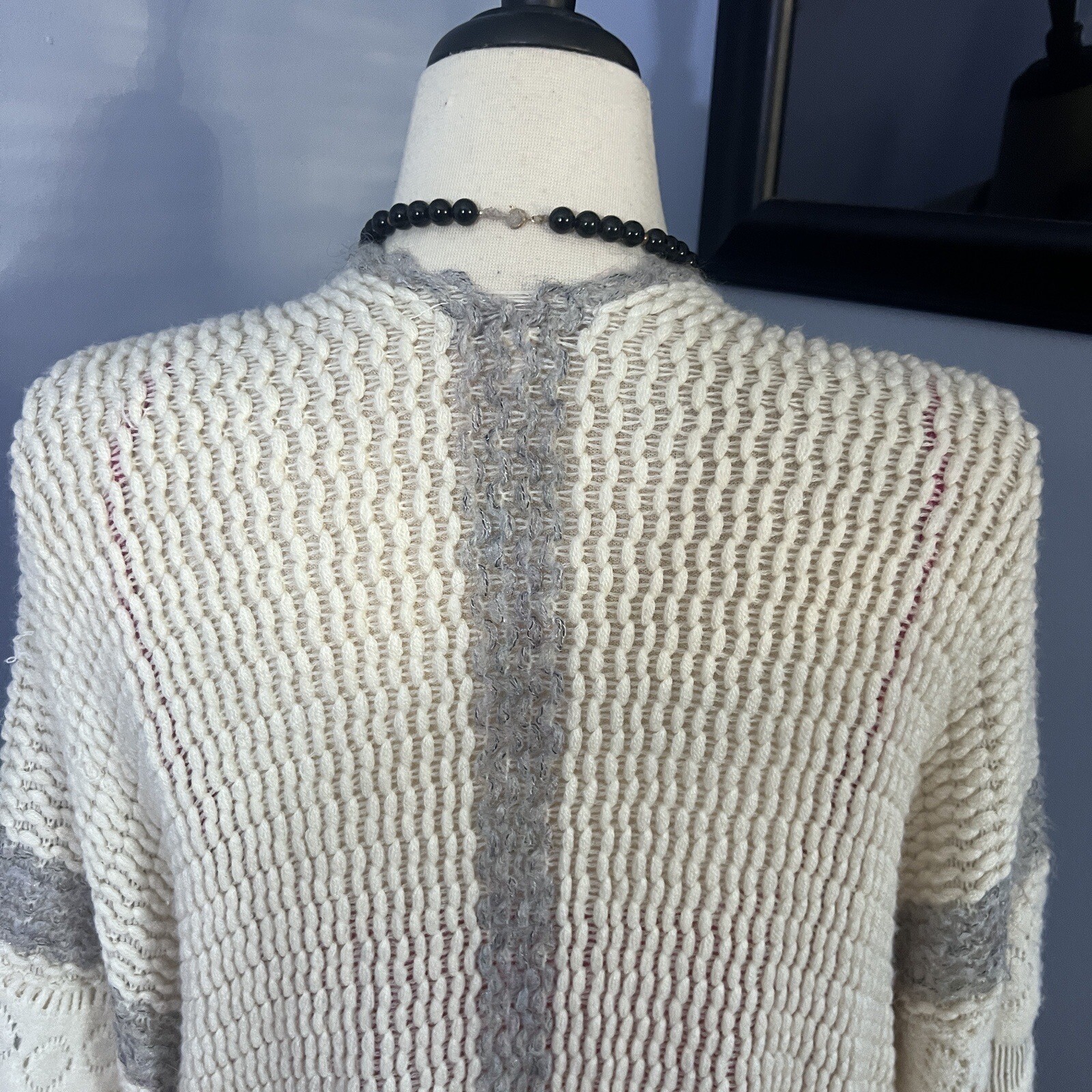 ANTHROPOLOGIE Crochet Open Knit Cardigan Sweater Kimo… Gem