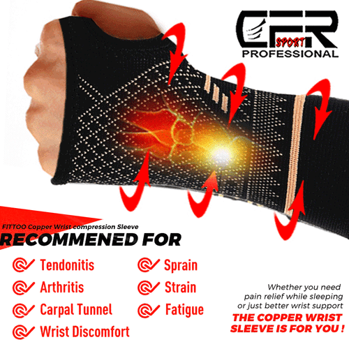 Copper Wrist Hand Support Brace Splint Carpal Tunnel Sprain Arthritis Sports SML - Picture 4 of 14