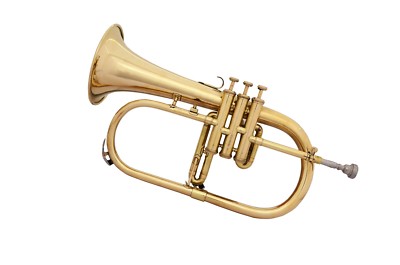 BRASS FINISH Bb FLAT FLUGEL HORN W/CASE MOUTHPIECE SUPERIOR SOUND APPROVED!!!