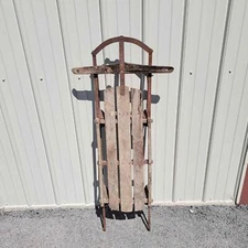 Vintage Wooden Sled - 51" Long - Antique Winter Classic