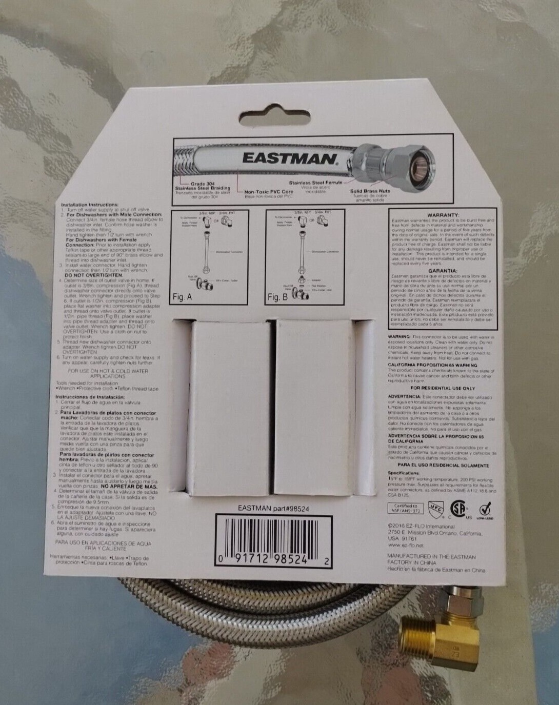 Eastman Universal Dishwasher Connector Kit New! 8ft 3/8” eBay