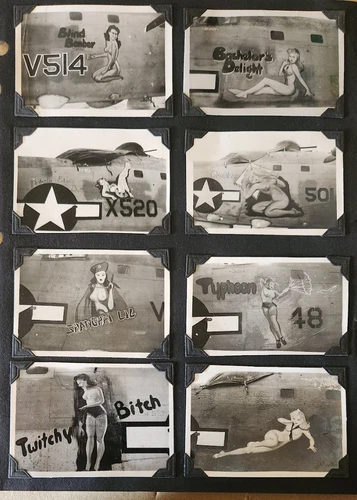 8 WW2 ORIGINAL US MILITARY WAR FIGHTER BOMBER AIRPLANE NOSE ART PHOTO