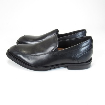 Clarks Un Hugh Step Shoes Mens Size 11 Black Leather Slip On Loafers Comfort