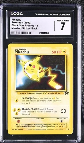 1999 Pokemon Black Star Promos Pikachu Mewtwo Strikes Back #4 CGC 7
