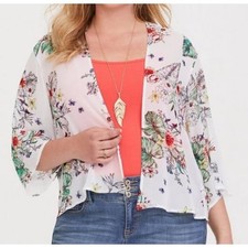 Torrid Tropical Floral Kimono Cardigan Boho Vacation Whimisical Fairy Women 1X