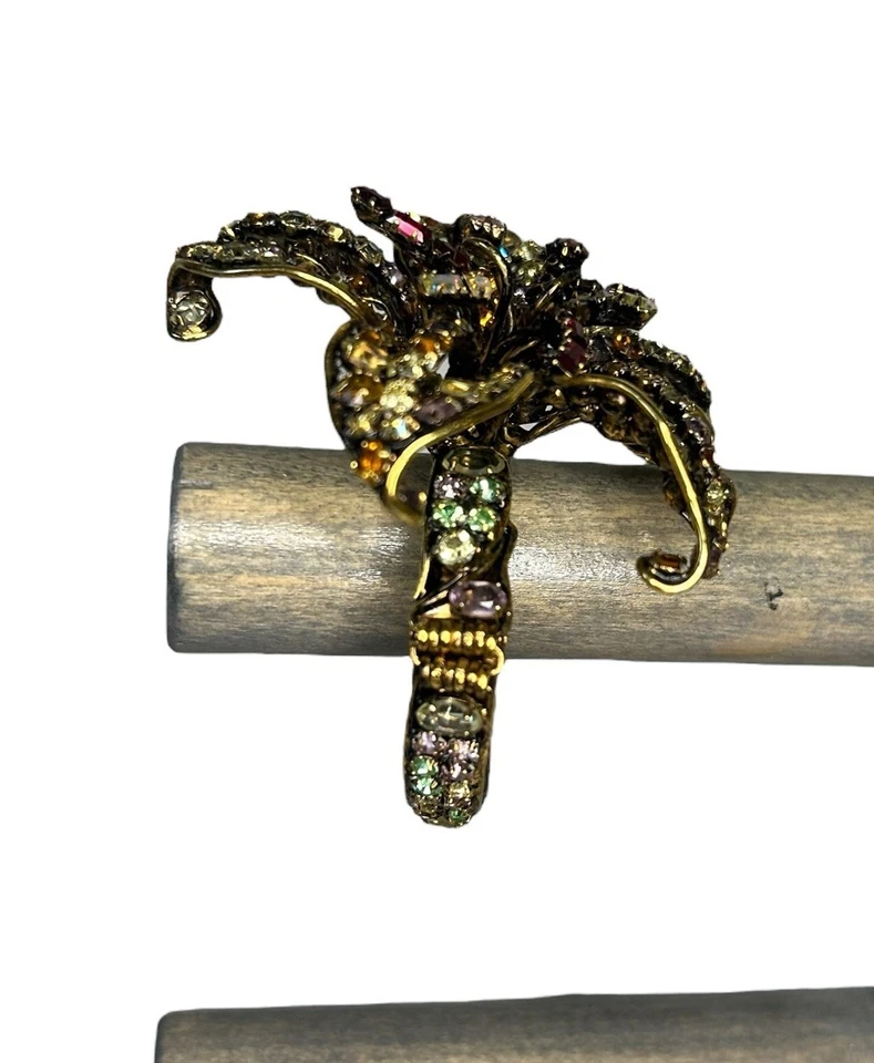 Brazalete Vintage Iradj Moini Cristal Dimensional Flor Lirio Estrás Foto 2 de 4