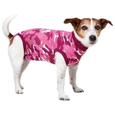 Suitical Recovery Suit pink Camouflage Hund Schutzanzug nach OP atmungsaktiv