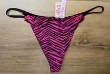 NWT Vintage Victoria's Secret PINK Cotton Extra Low Rise Lace V-String Panties L