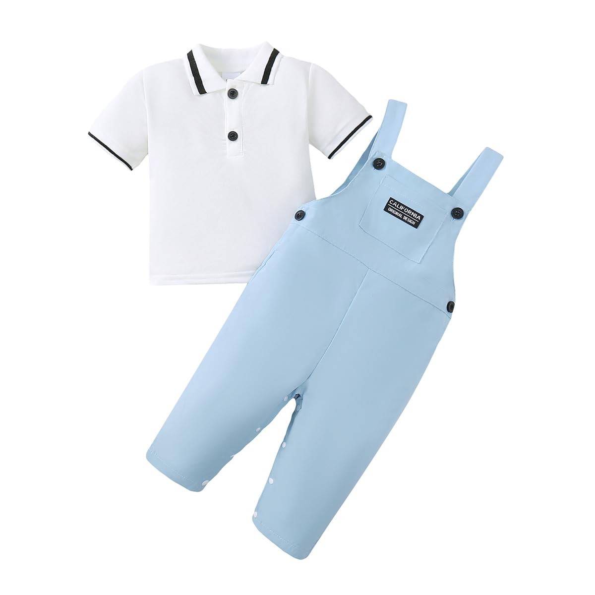 Ensemble bébé garçon anti-irritation avec polo respirant et salopette souple