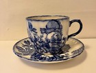 Antique Staffordshire England Oversize Flow Blue Cup & Saucer 21oz Latte Tea Big — photo 2