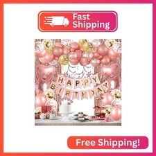 Rose Gold Birthday Party Decorations, Happy Birthday Banner, Rose Gold Fringe Cu
