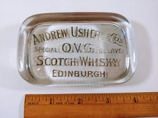 Rare Advt. Andrew Usher & Co. Distillers Edinburgh Glass Paperweight