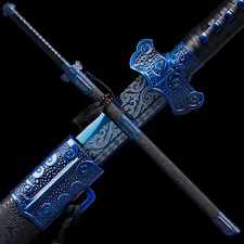  Full Tang Blue Ninja Sword Sharp Straight Japanese Katana 1095 Carbon Steel