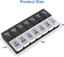 7 Day Pill Organizer 2 Times a Day, Large Weekly AM PM Pill Box, Day Night Me...